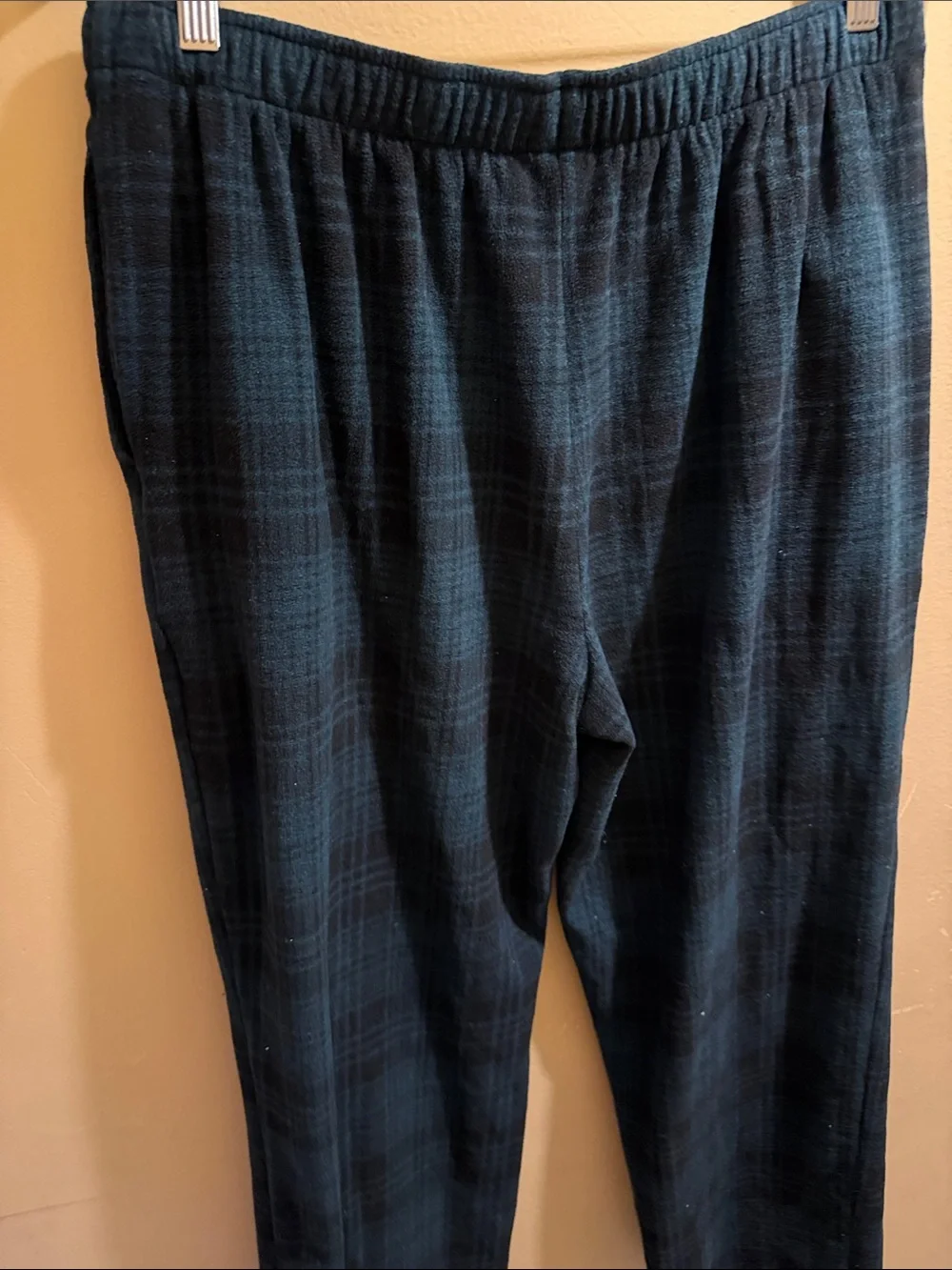 SKIMS Teal and Black Plaid Elastic-Waist  Pants